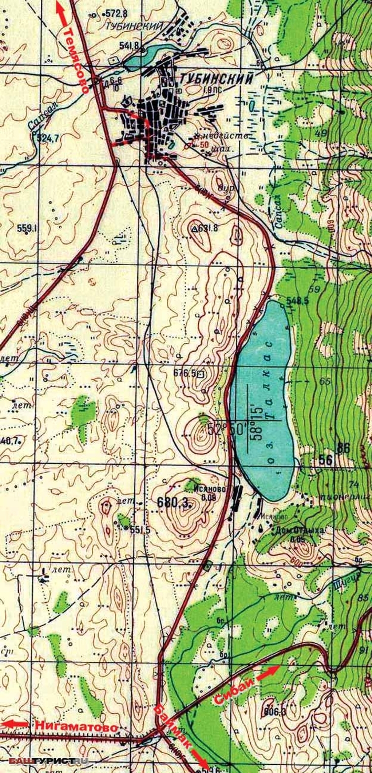 Озеро Талкас Башкирия на карте
